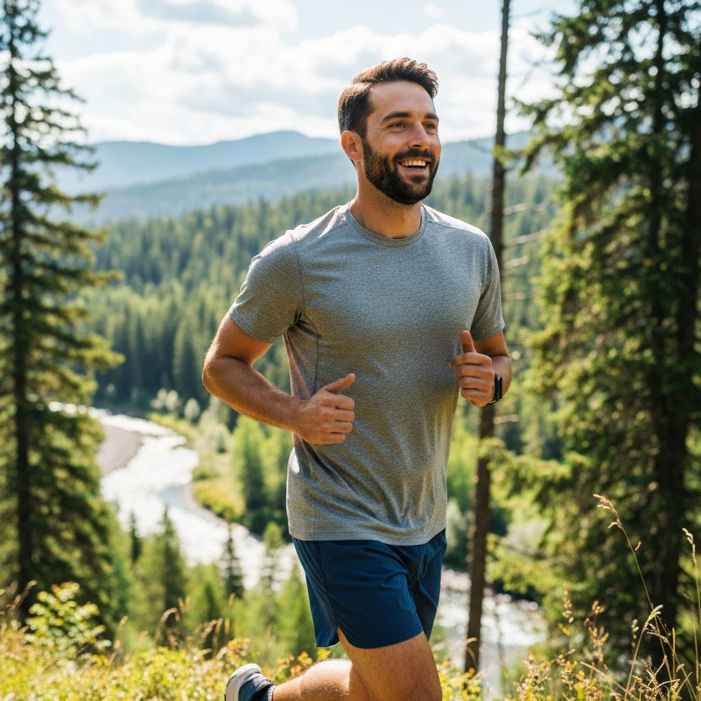 Man jogging in nature demonstrating active lifestyle